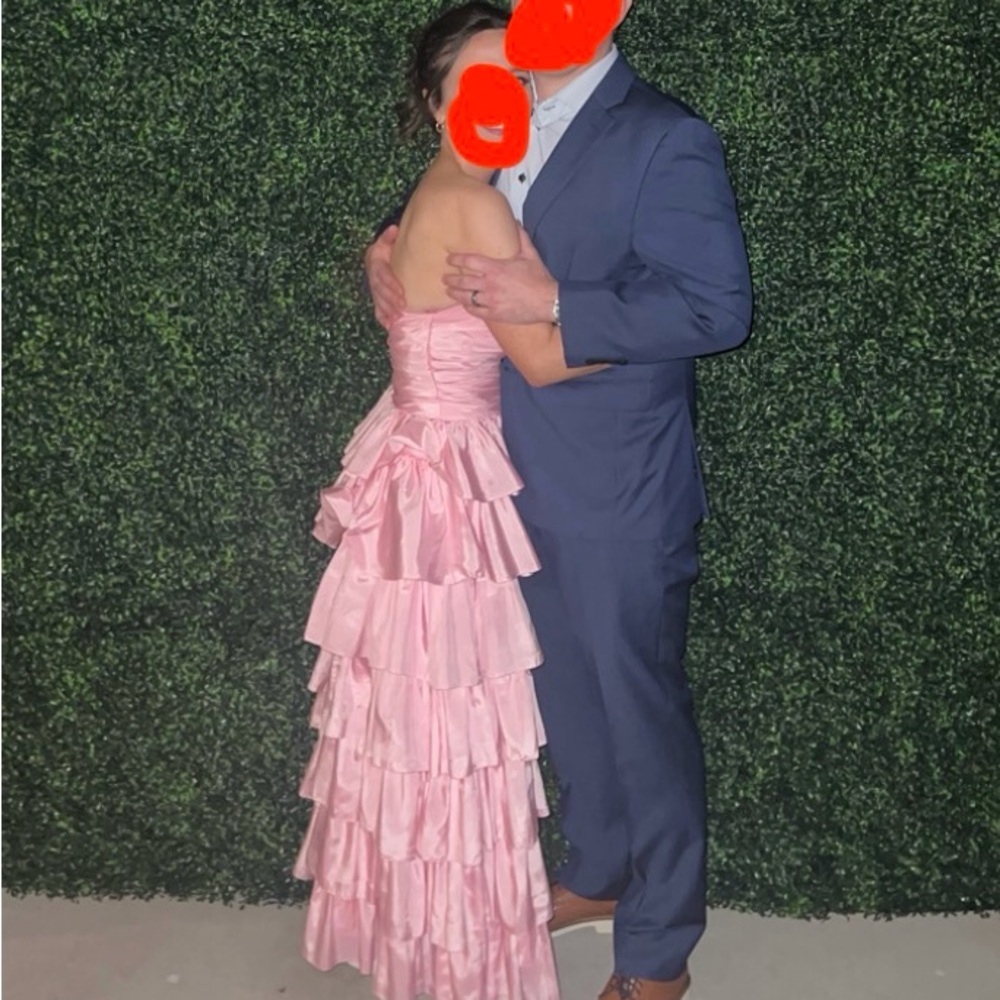 Chic Strapless Pink Ruffle Dress - Picture 4 of 4